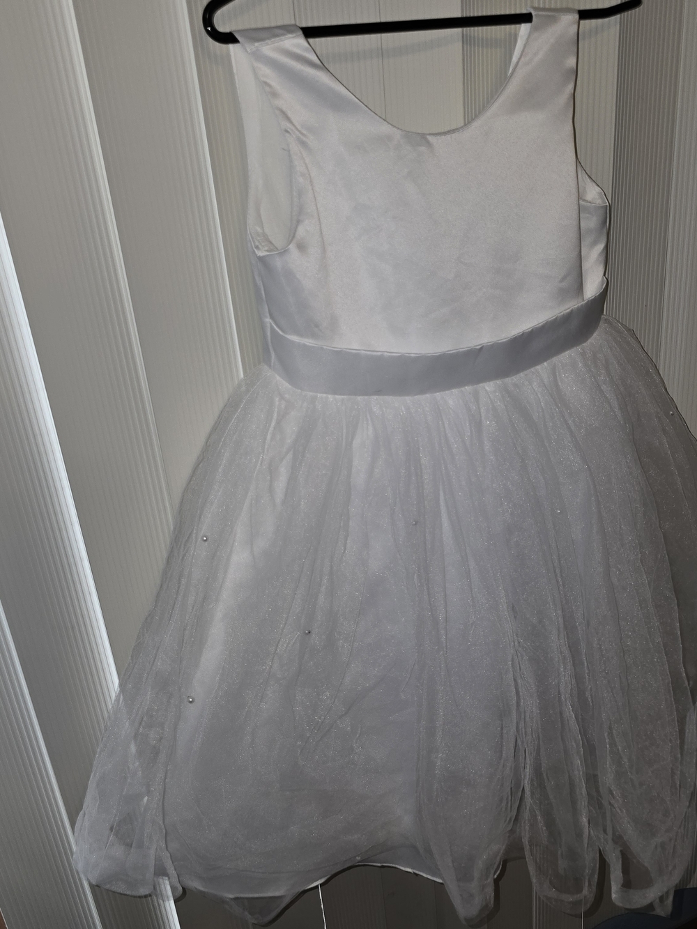 White Satin and Tulle Flower Girl Dress / Mini Braidsmaid Gown -- GUC